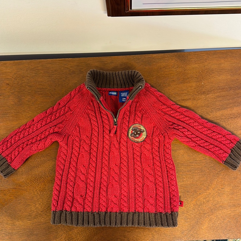 Cable knit quarter zip sweater 12 months